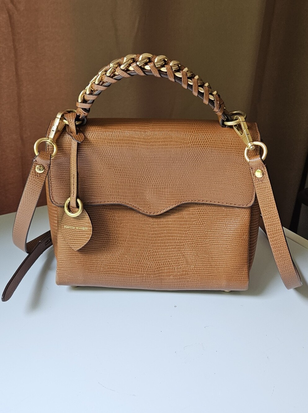 Rebecca Minkoff Lizard-Embossed Leather Chain Satchel - Picture 2 of 14